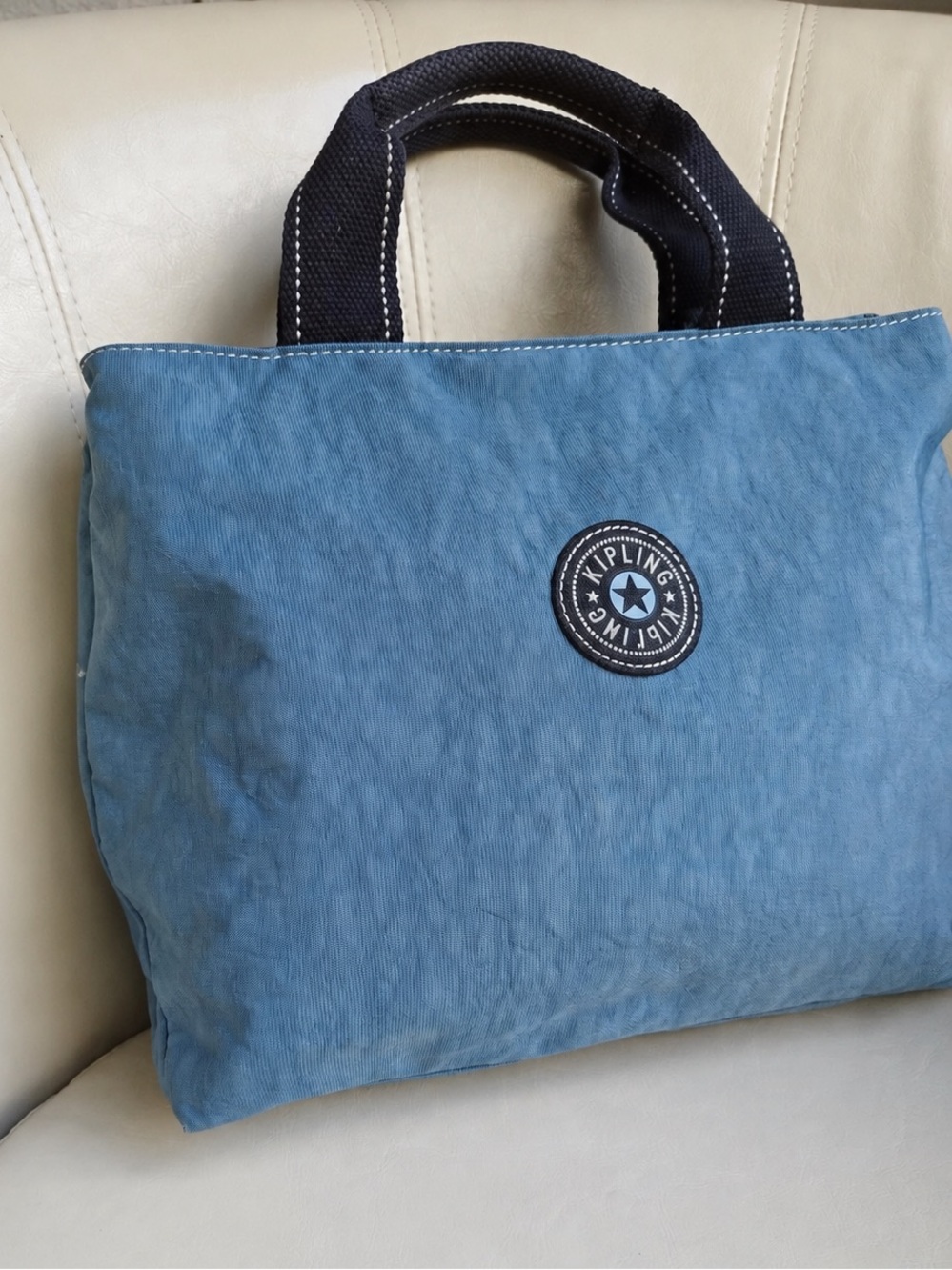 KIPLING Blue Canvas Tote Bag Crossbody
